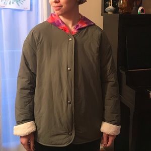 Uniqlo fleece lined, quilted army style jacket